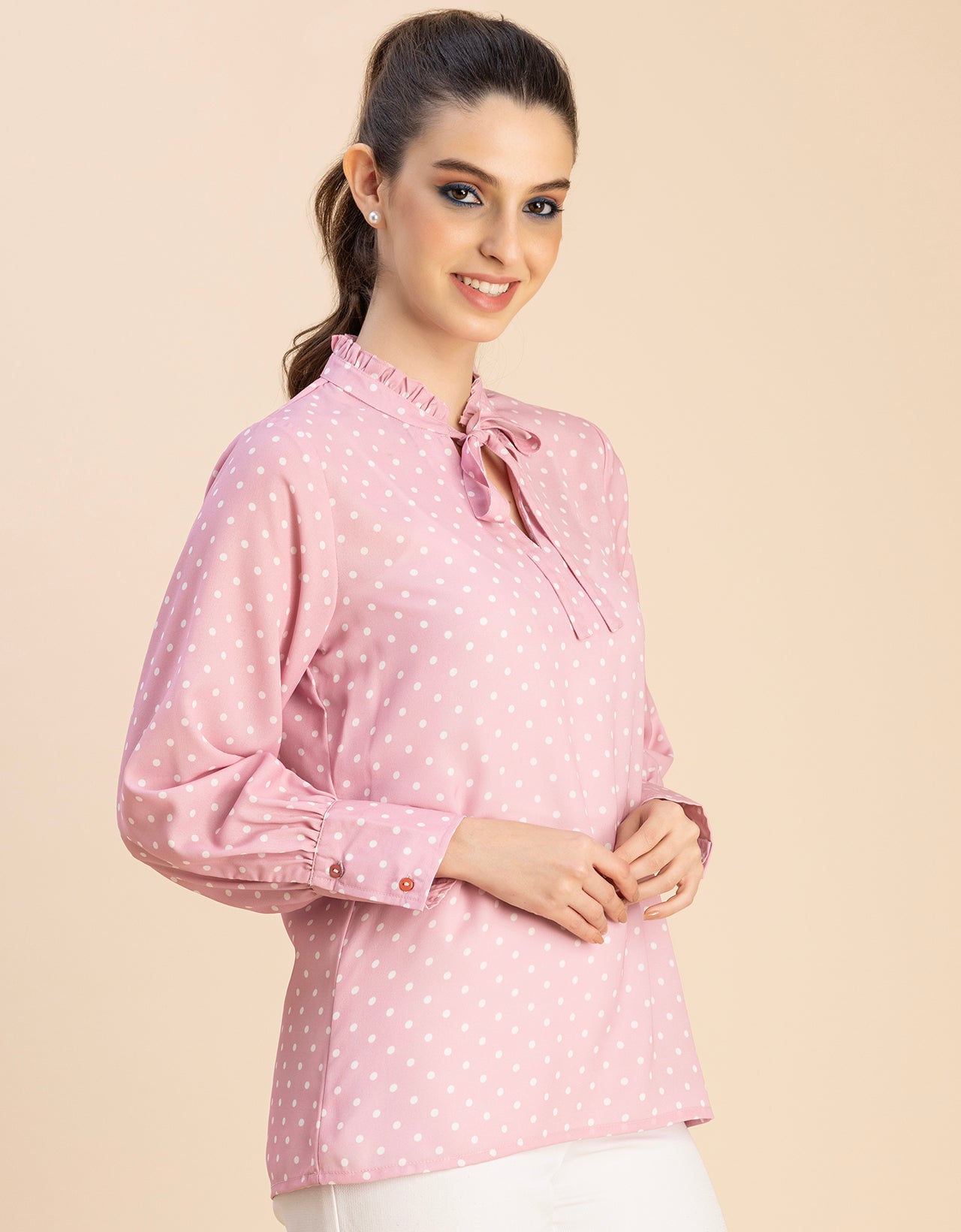 Long Sleeve Printed Georgette Shirt