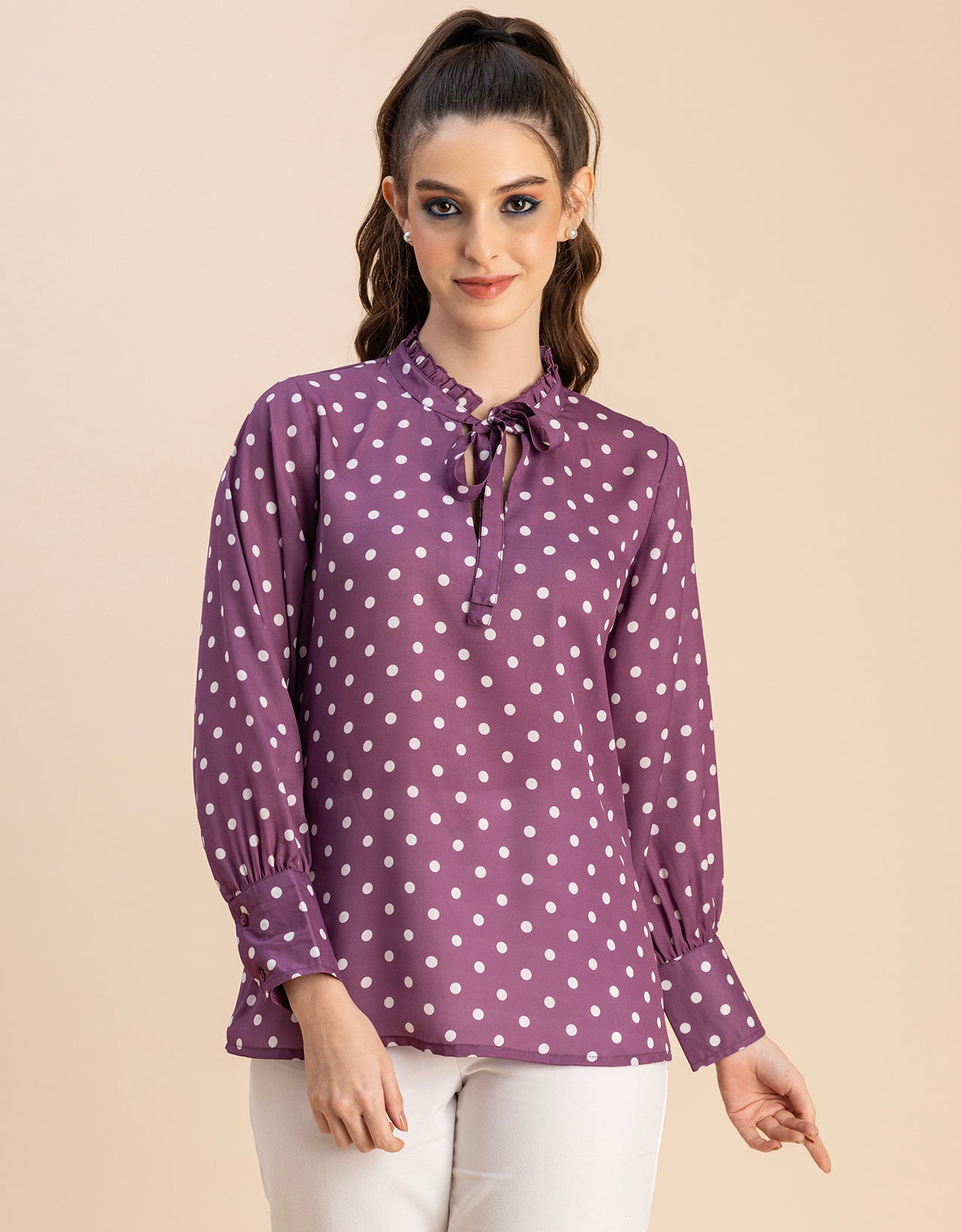 Long Sleeve Printed Georgette Shirt