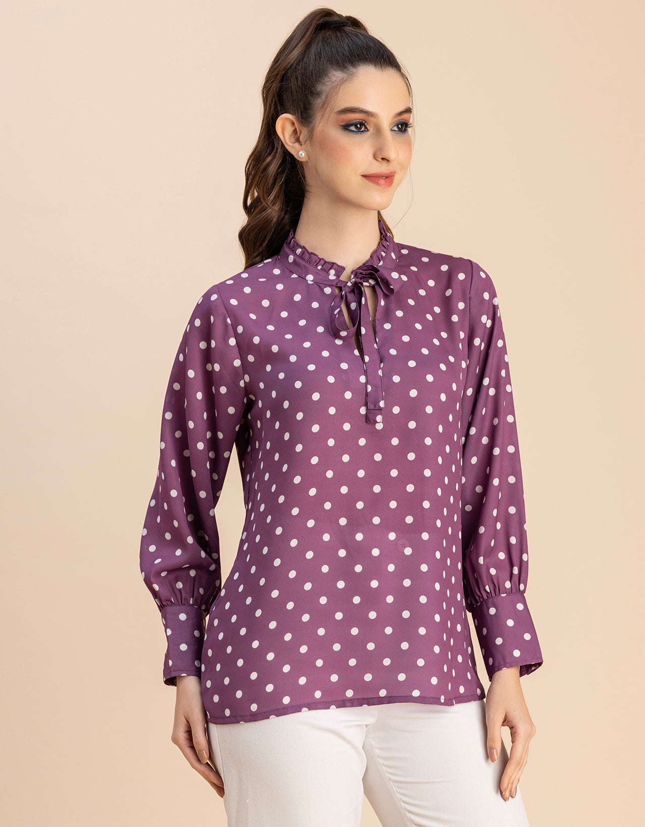 Long Sleeve Printed Georgette Shirt