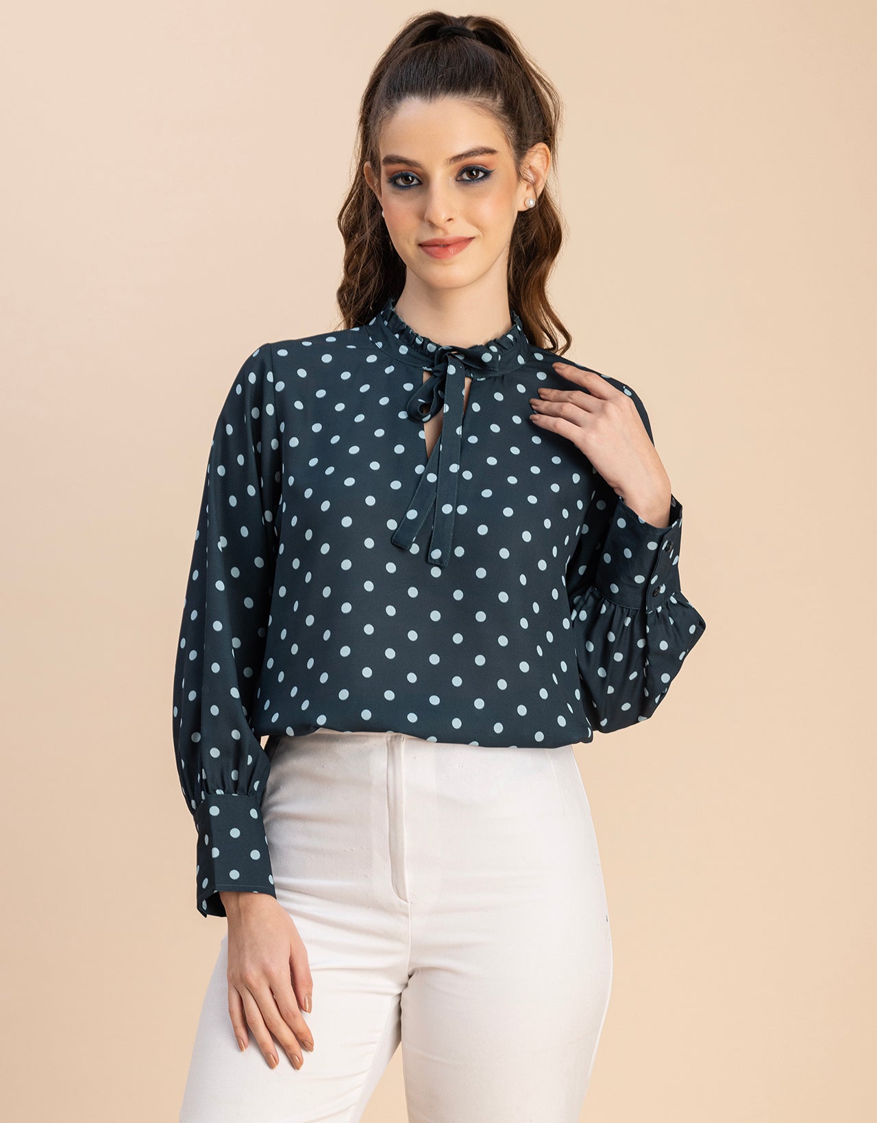 Long Sleeve Printed Georgette Shirt