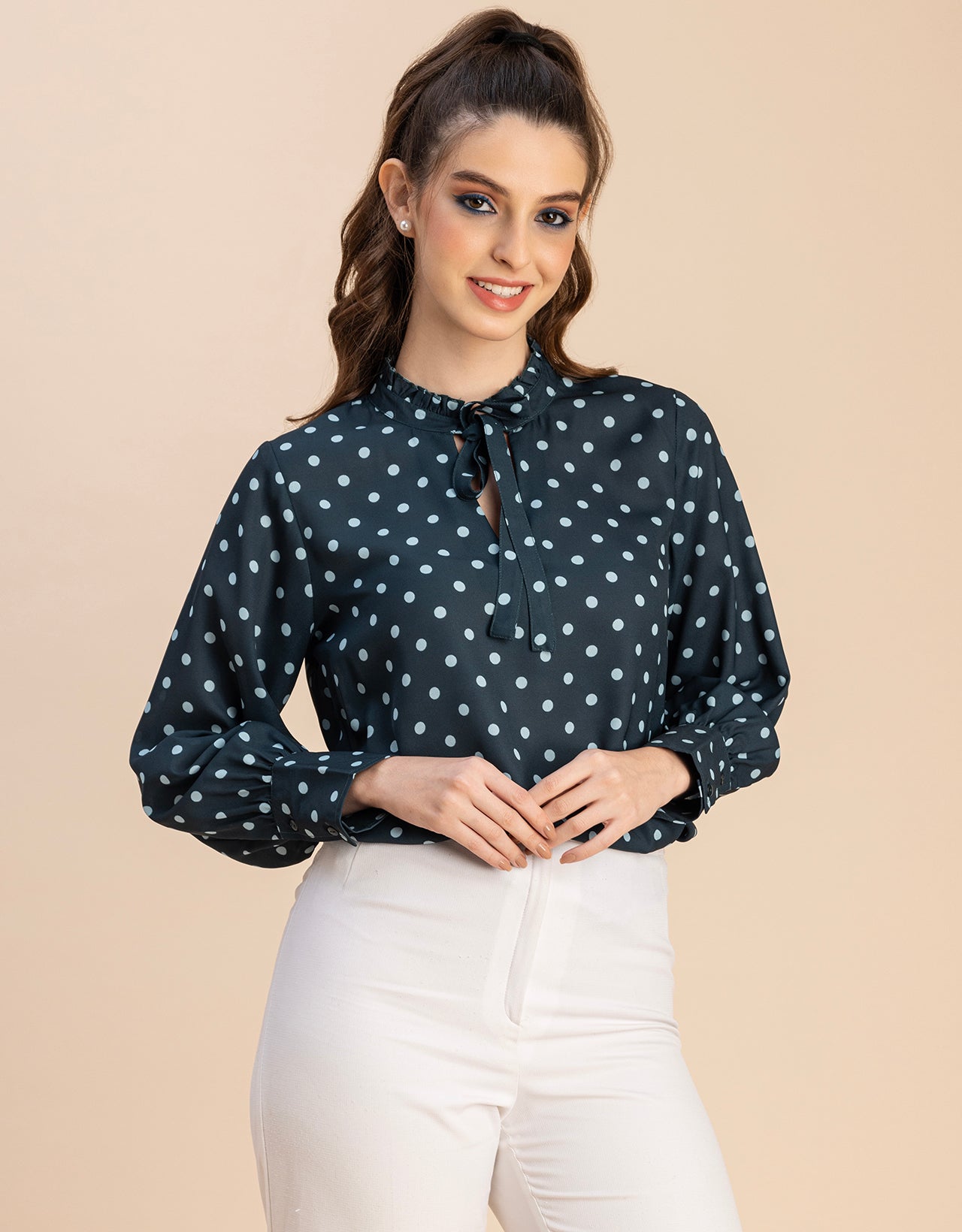 Long Sleeve Printed Georgette Shirt