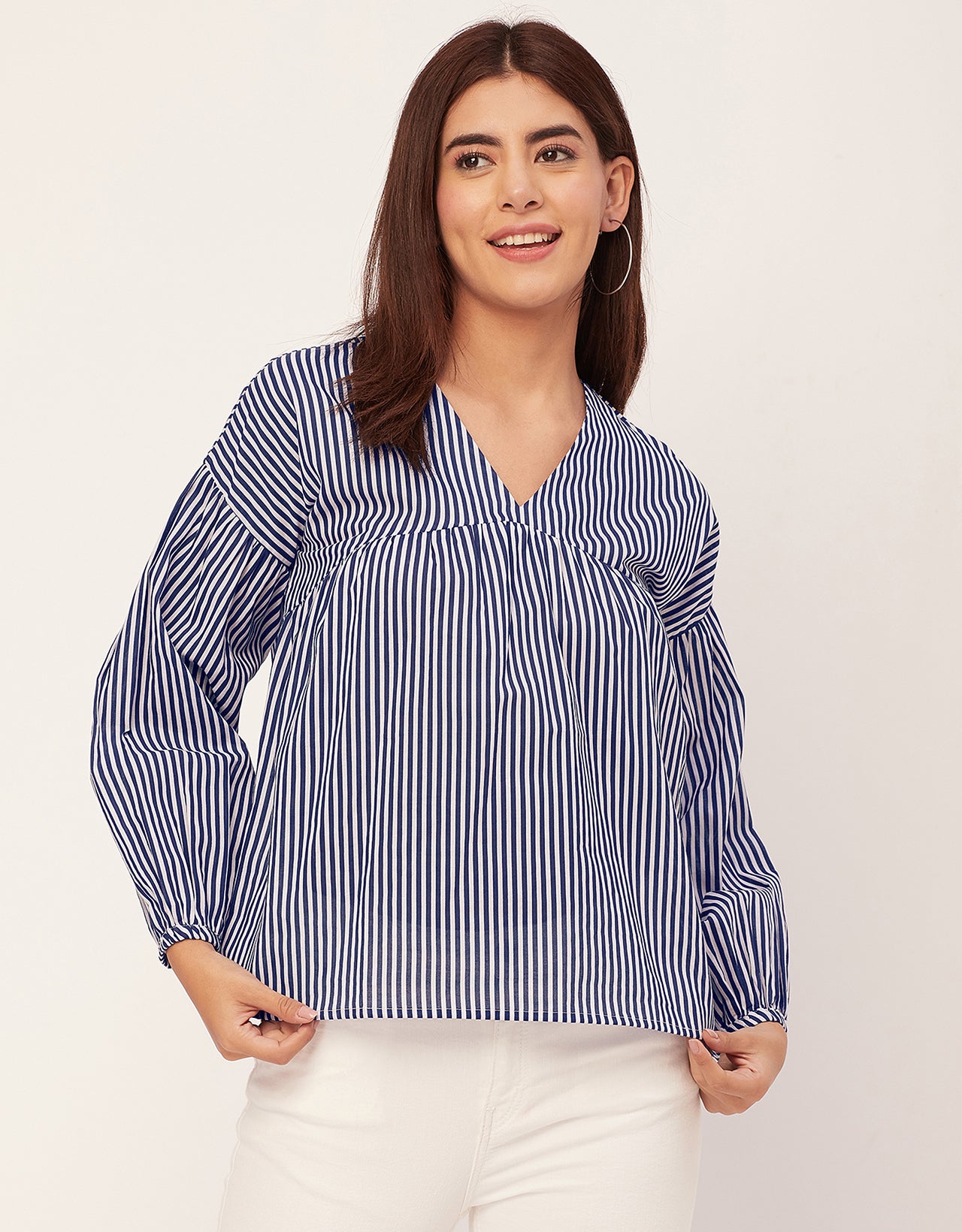 Bohemian Cotton Long Sleeve V Neck Top