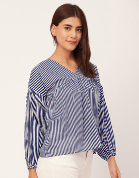 Bohemian Cotton Long Sleeve V Neck Top