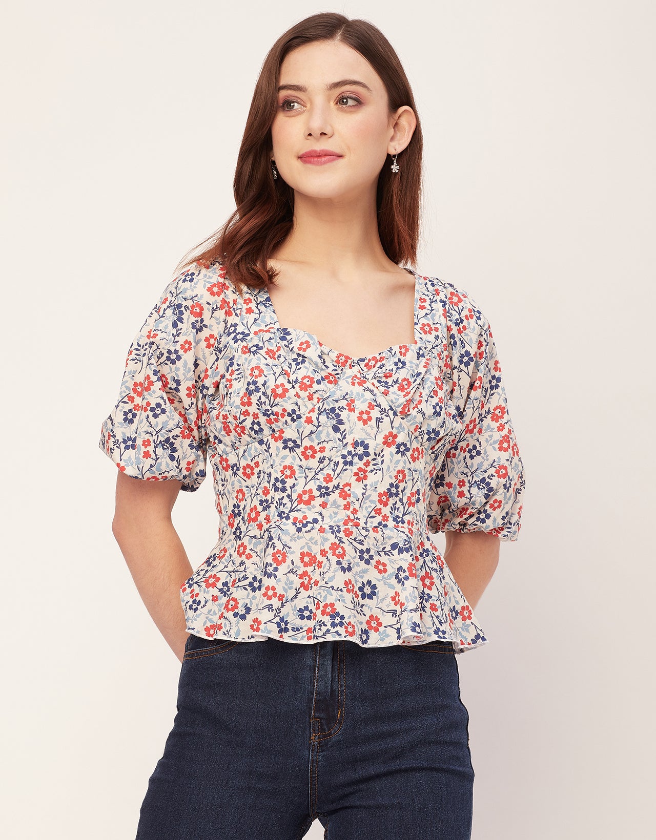 Short Sleeves Sweetheart Neck Cotton Top