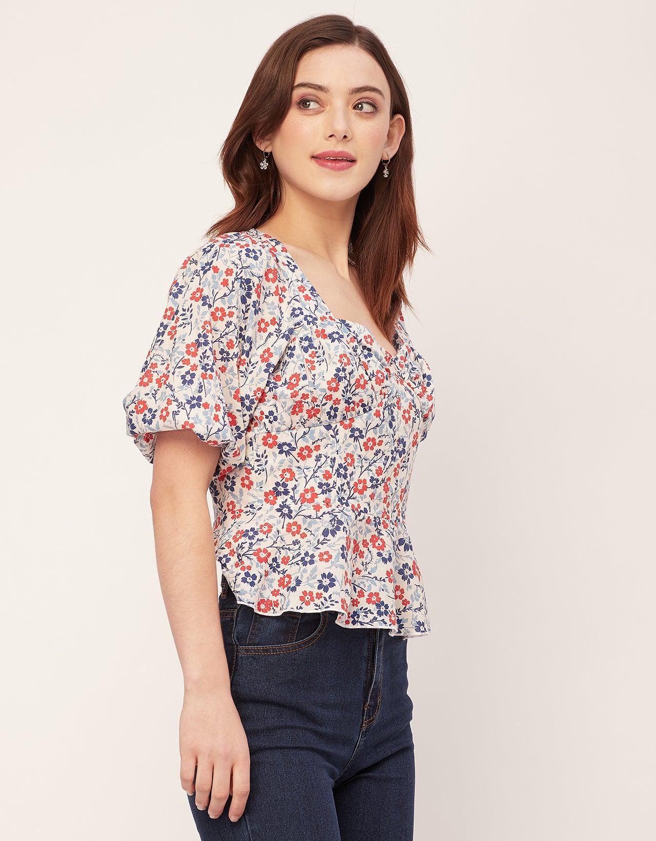 Short Sleeves Sweetheart Neck Cotton Top