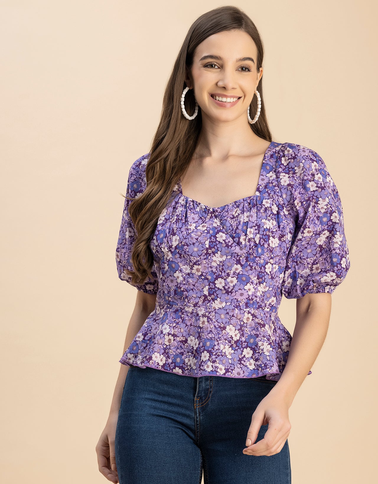 Short Sleeves Sweetheart Neck Cotton Top