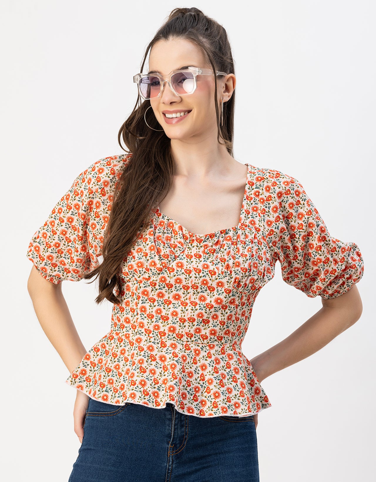 Short Sleeves Sweetheart Neck Cotton Top