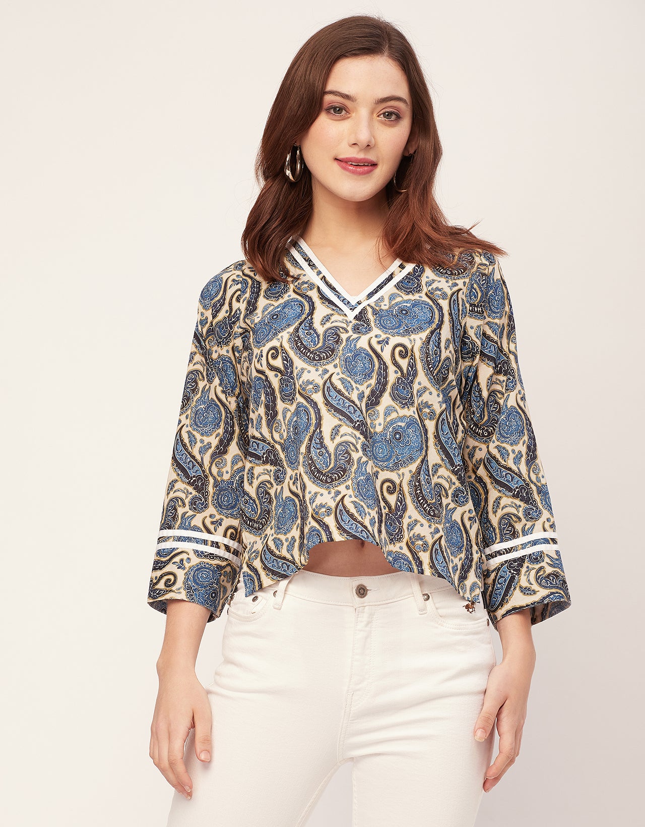 Long Sleeves Round Neck Regular Printed Top