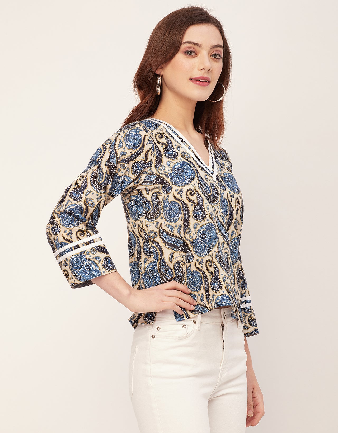 Long Sleeves Round Neck Regular Printed Top