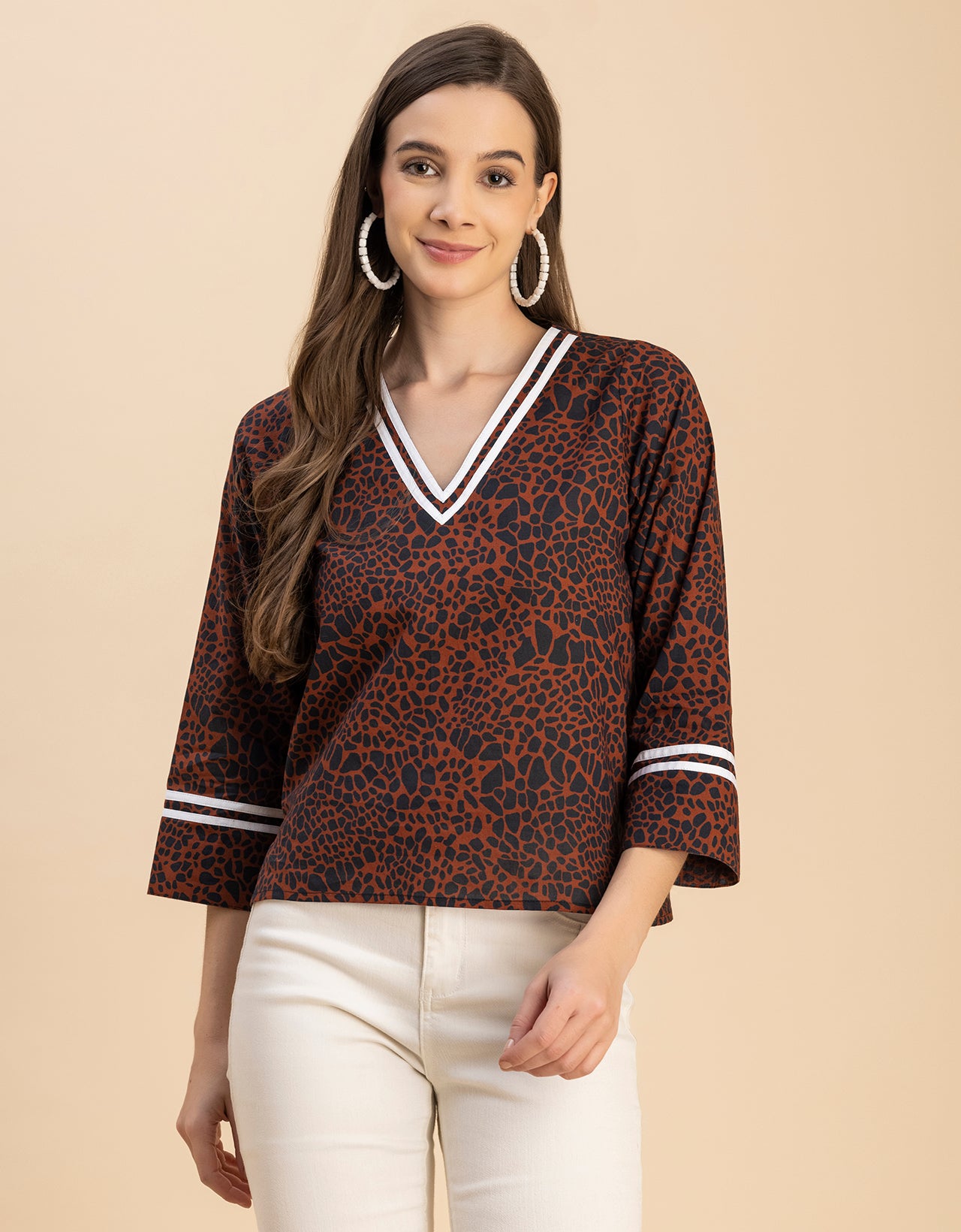 Long Sleeves Round Neck Regular Printed Top