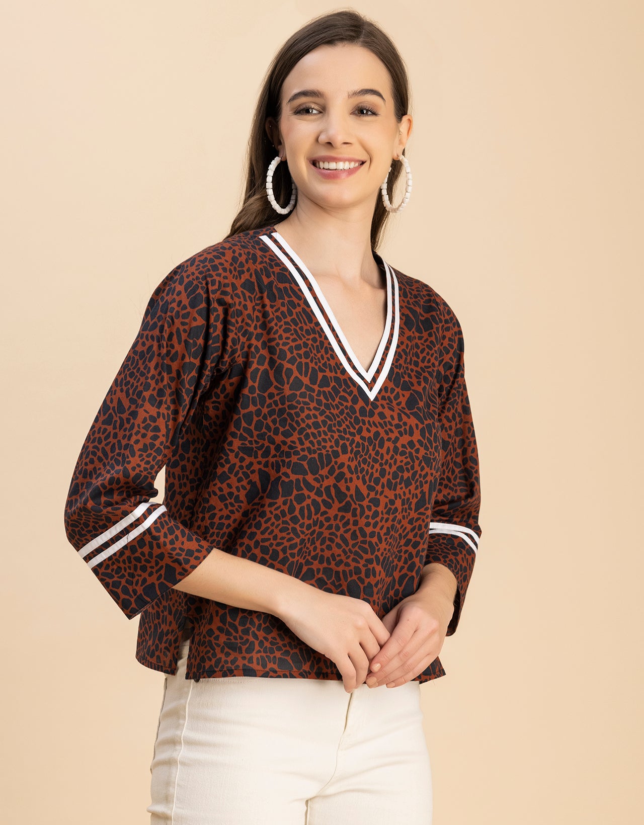 Long Sleeves Round Neck Regular Printed Top