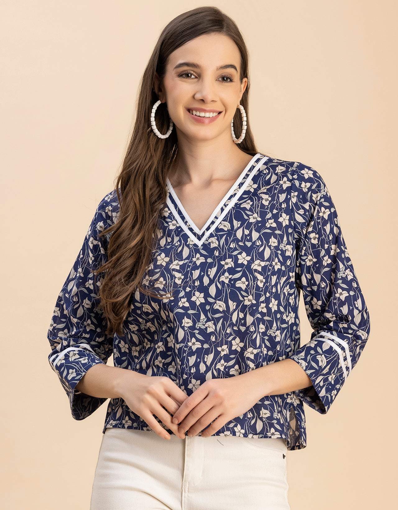 Long Sleeves Round Neck Regular Printed Top