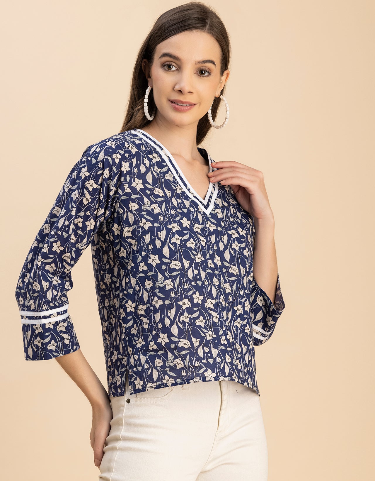 Long Sleeves Round Neck Regular Printed Top