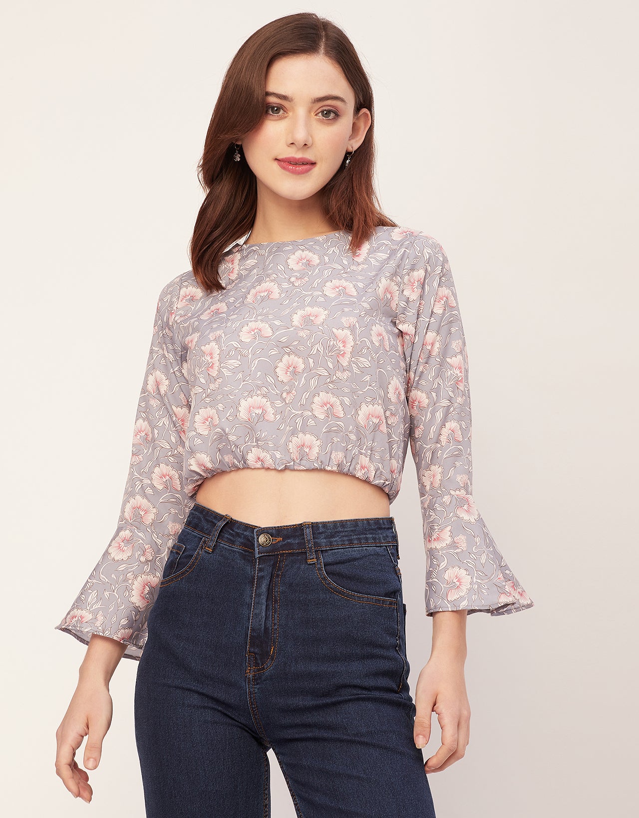 Long Sleeves Round Neck Printed Top