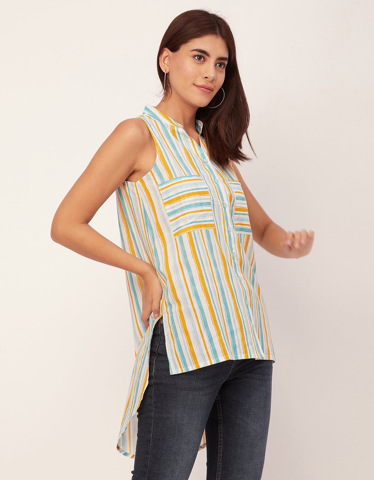 Chic Cotton Sleeveless High-Low Top - Summer Blouse