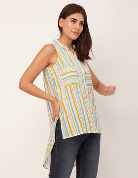 Chic Cotton Sleeveless High-Low Top - Summer Blouse