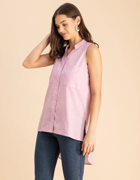 Chic Cotton Sleeveless High-Low Top - Summer Blouse