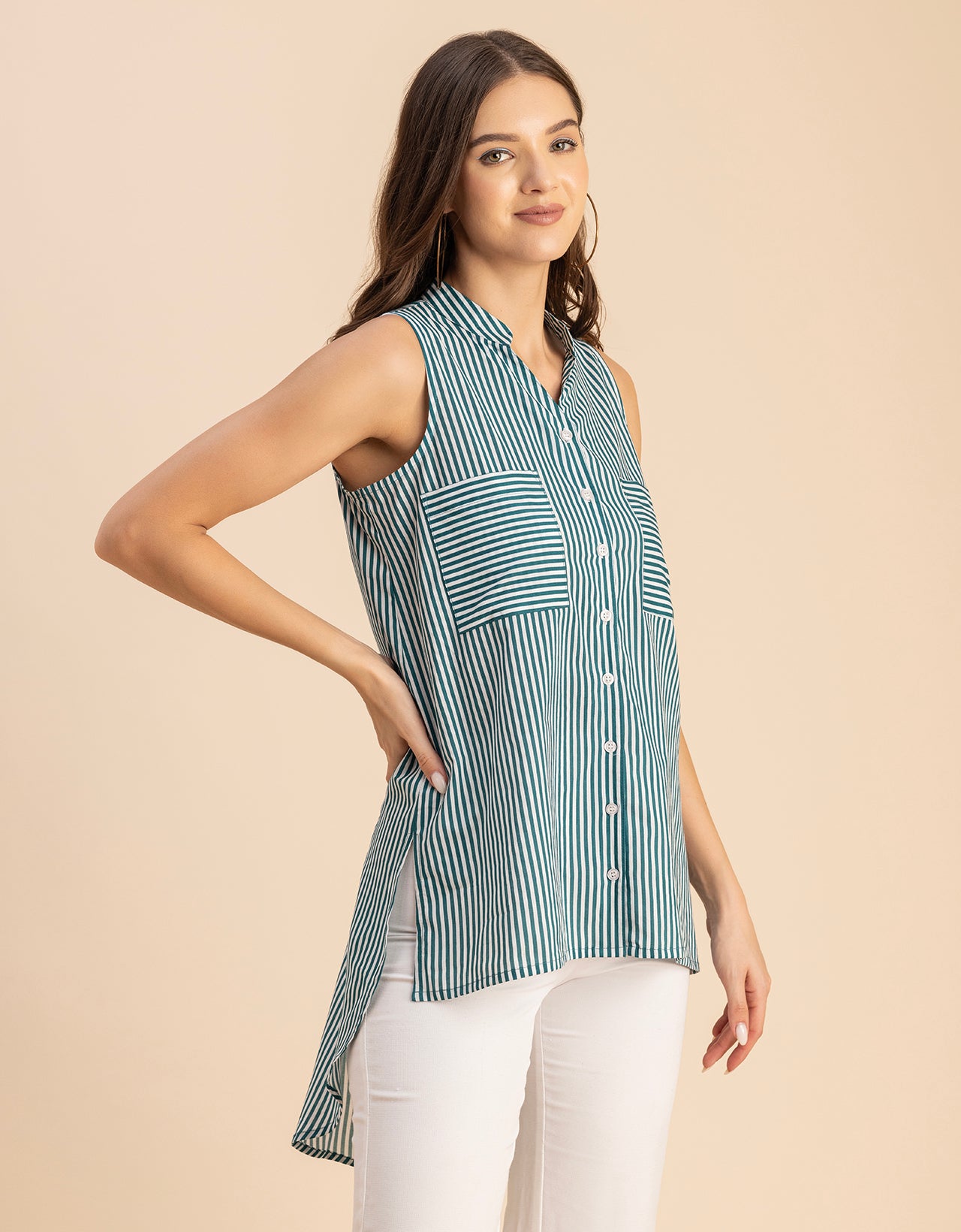 Chic Cotton Sleeveless High-Low Top - Summer Blouse