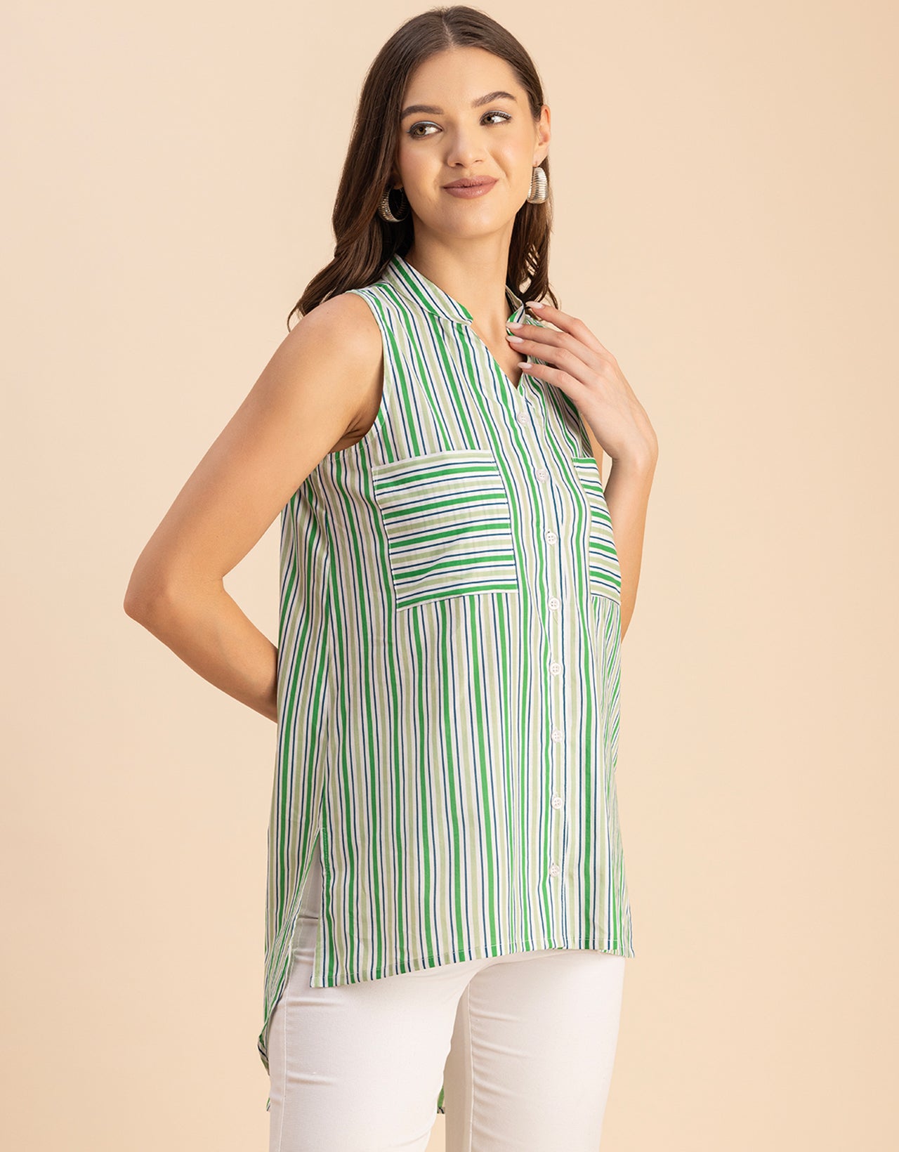 Chic Cotton Sleeveless High-Low Top - Summer Blouse