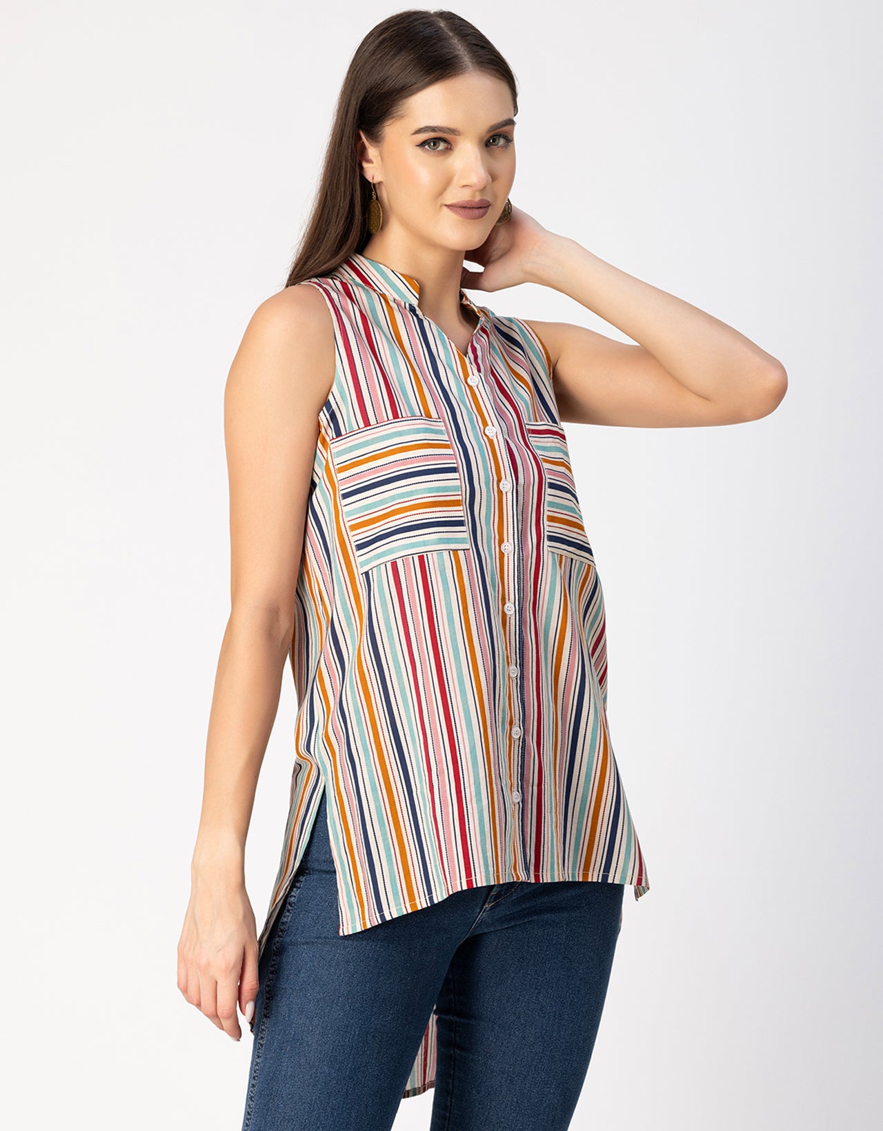 Chic Cotton Sleeveless High-Low Top - Summer Blouse