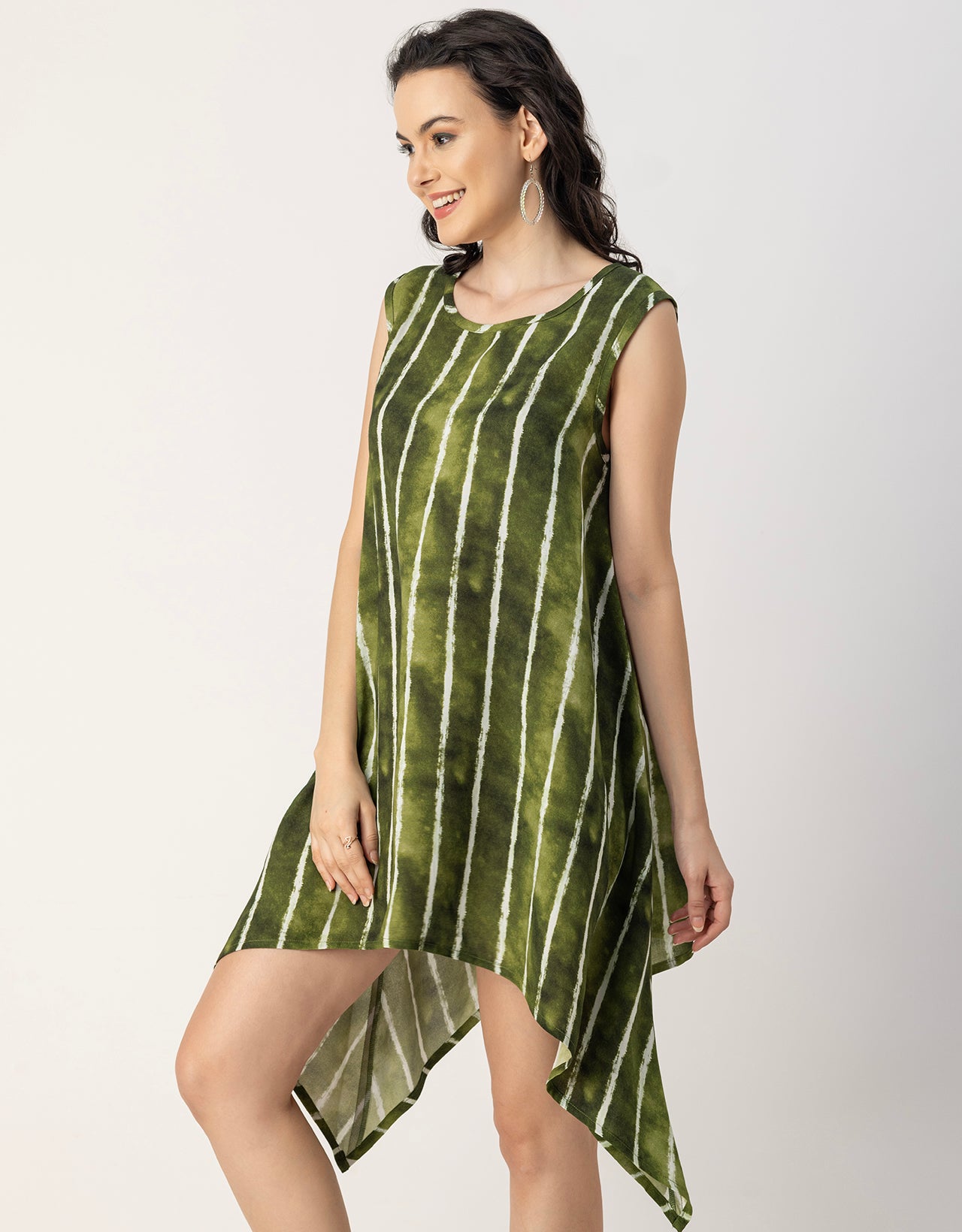 Round Neck Sleeveless Printed Rayon Top