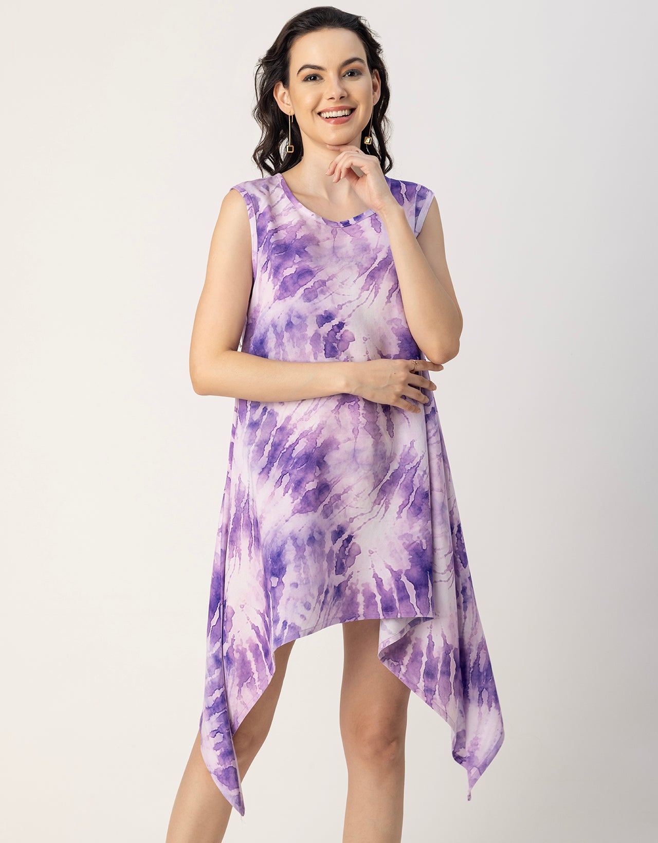 Round Neck Sleeveless Printed Rayon Top