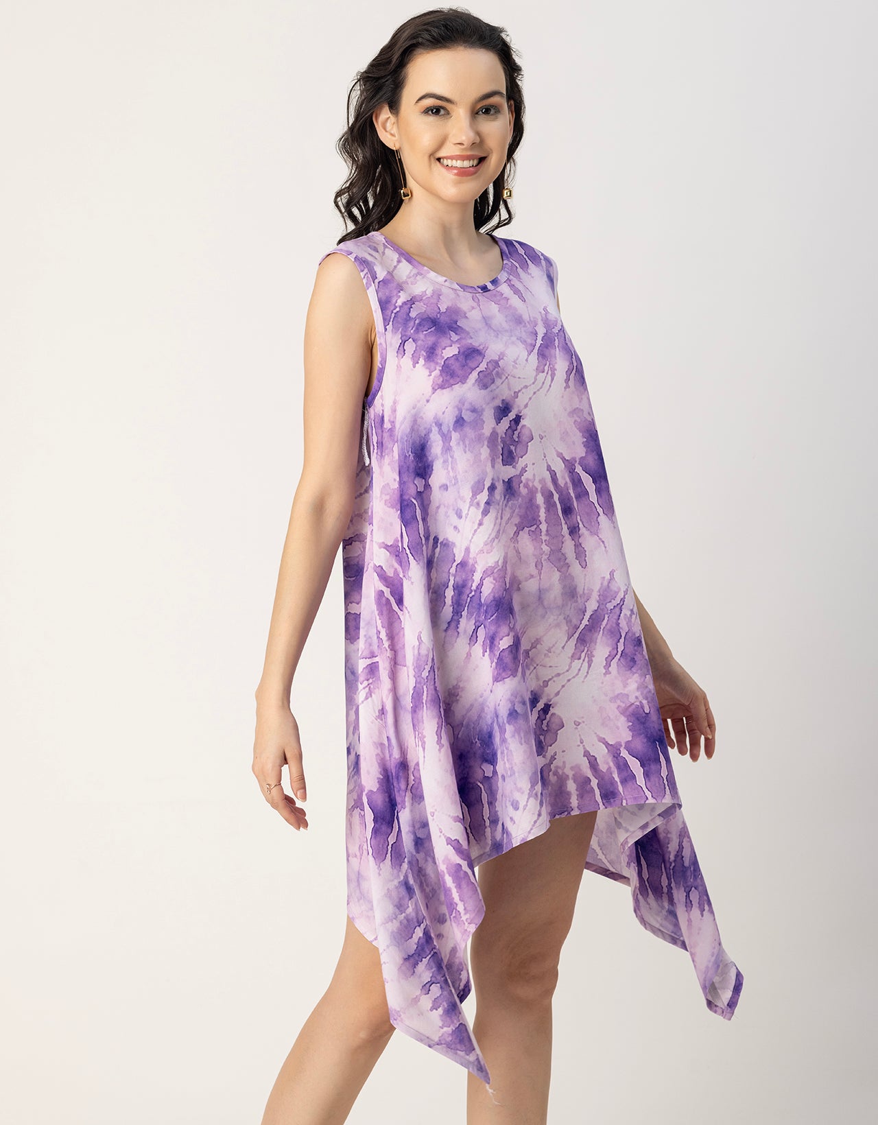 Round Neck Sleeveless Printed Rayon Top