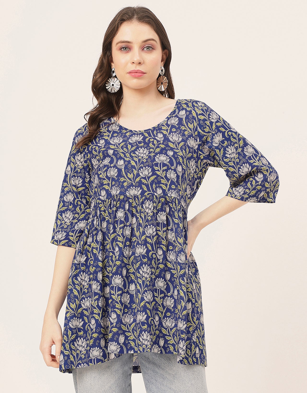 quarter sleeves Rayon Fit & Flare Top