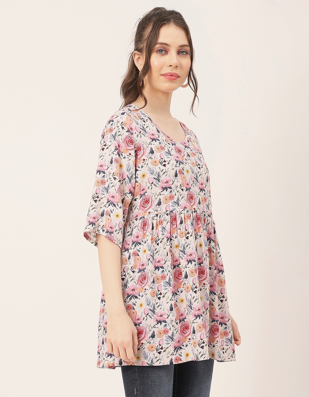 quarter sleeves Rayon Fit & Flare Top