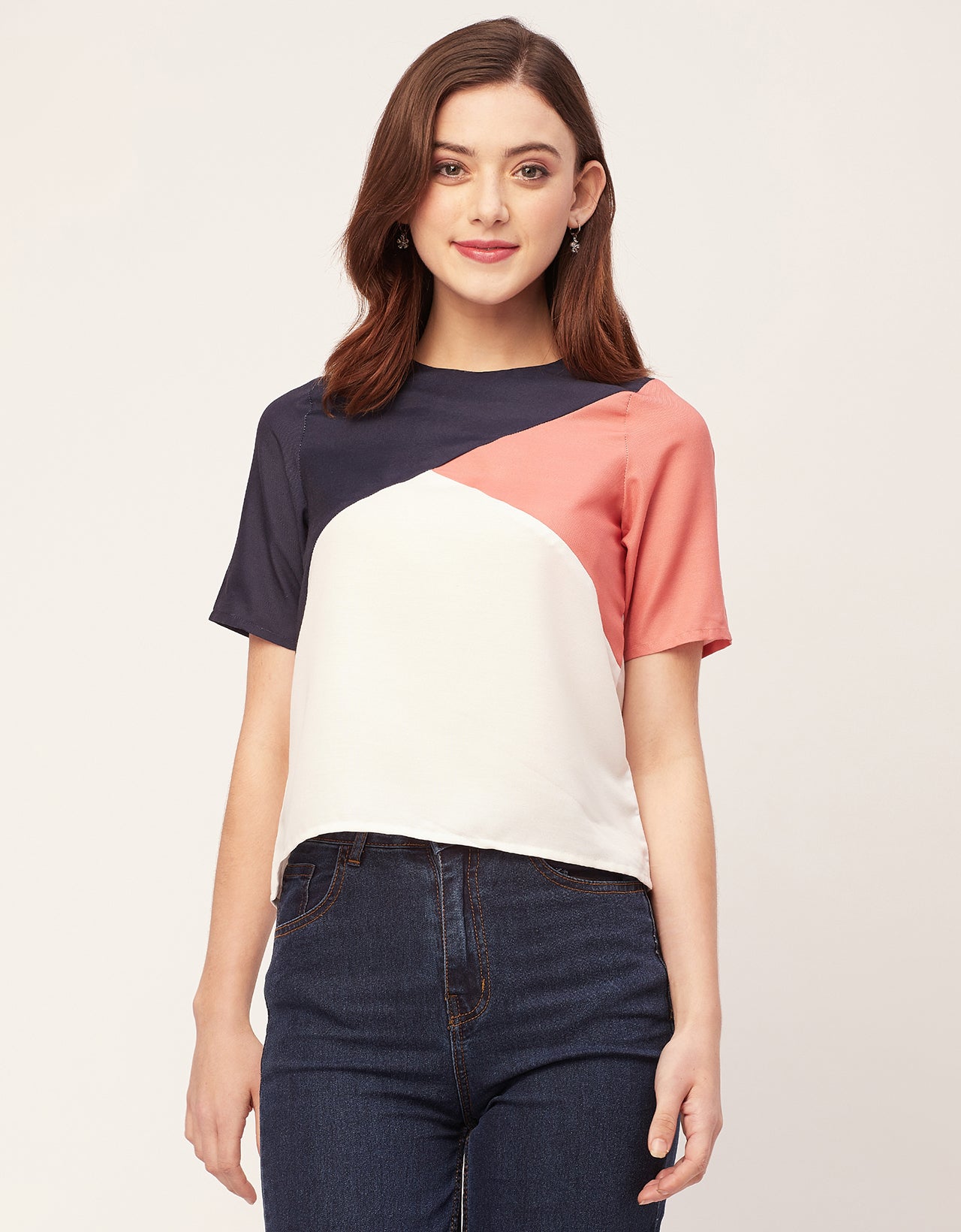 Short Sleeve Round Neck Regular Fit Solid Top