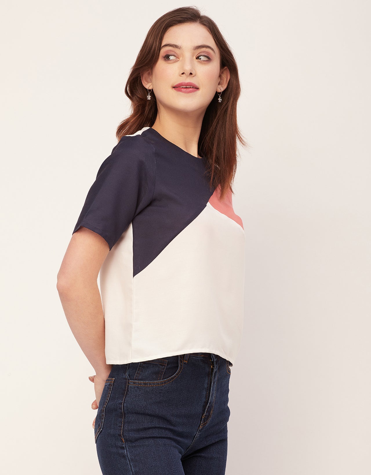 Short Sleeve Round Neck Regular Fit Solid Top