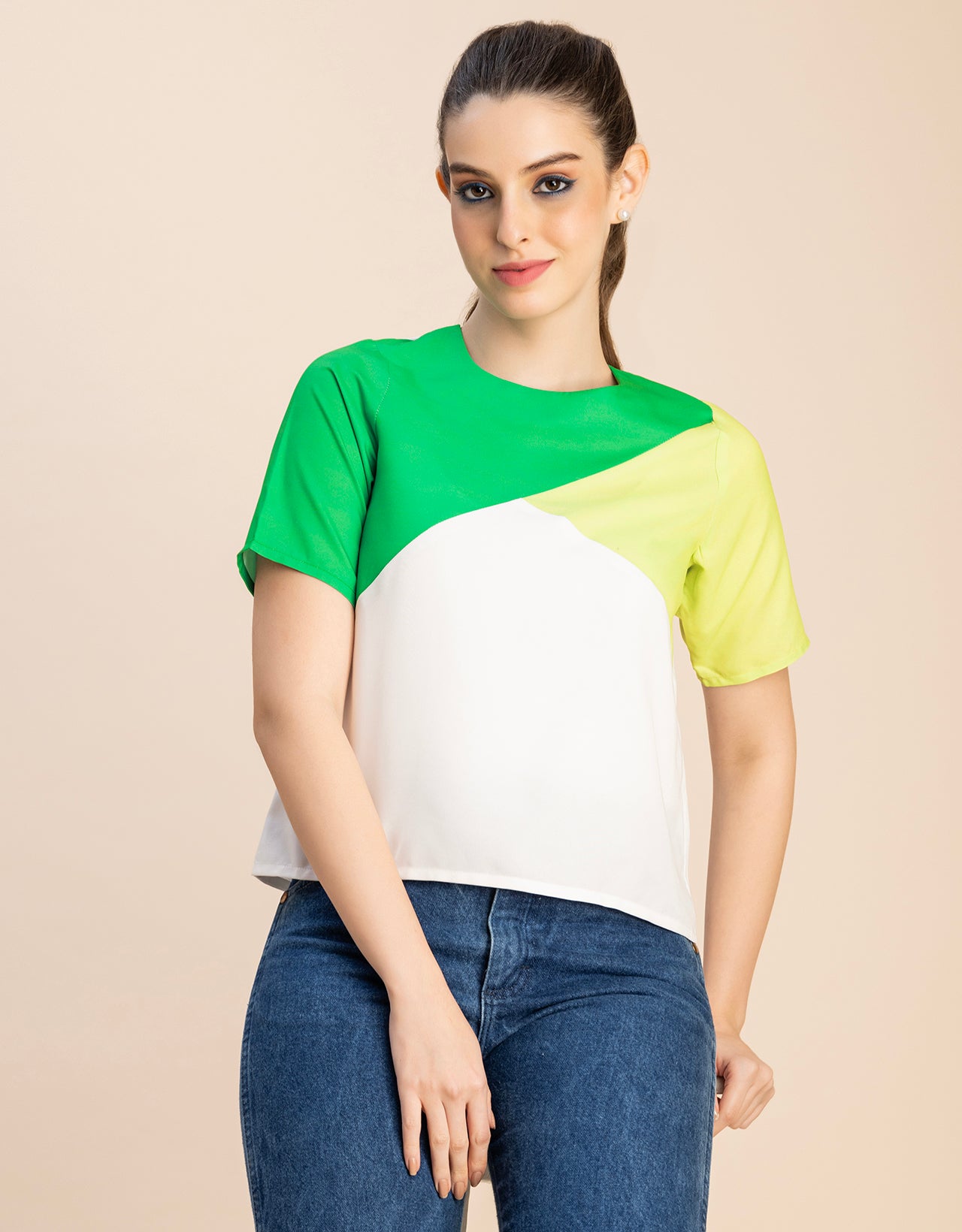 Short Sleeve Round Neck Regular Fit Solid Top