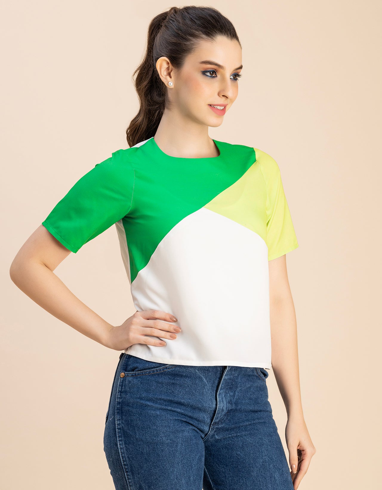 Short Sleeve Round Neck Regular Fit Solid Top