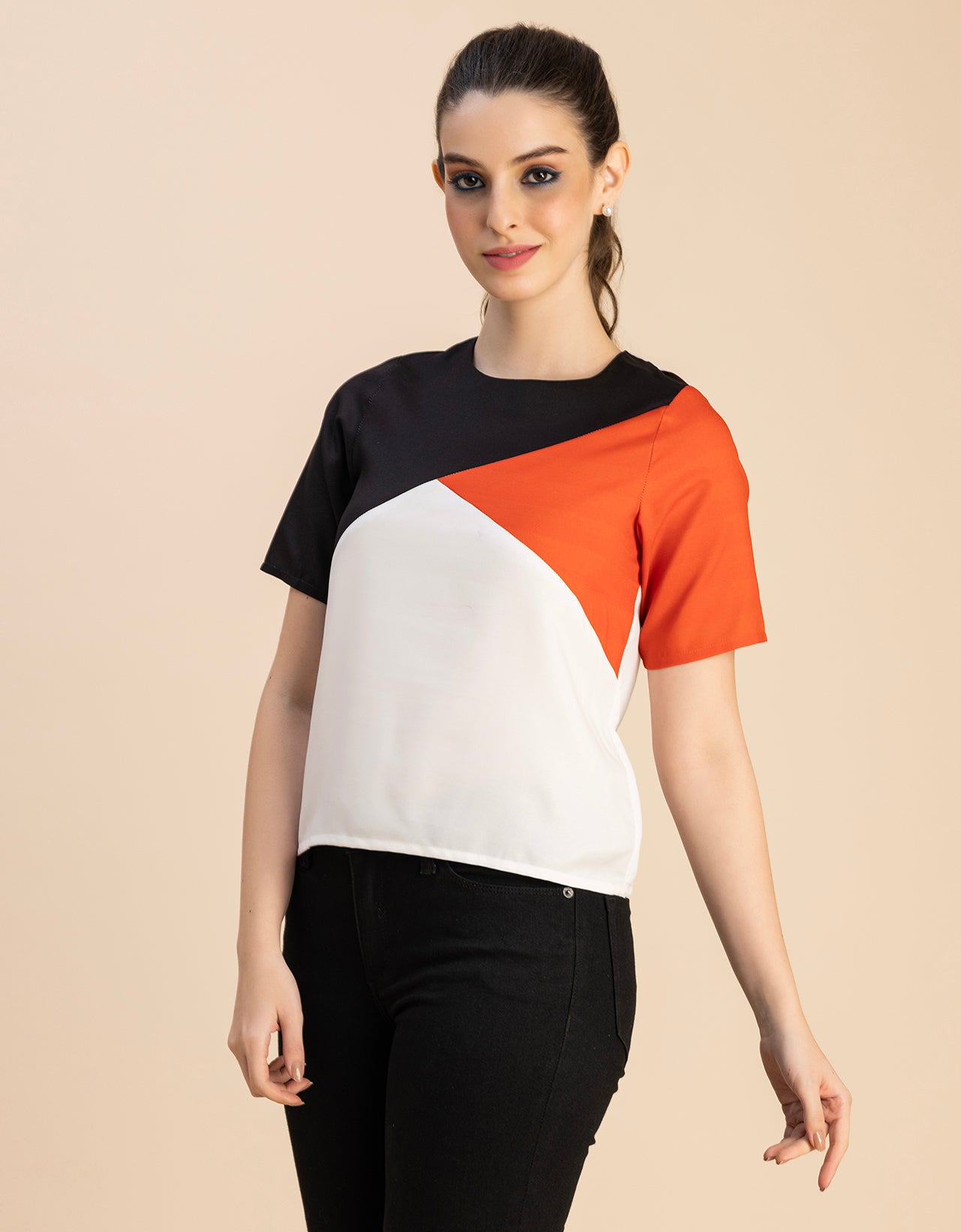 Short Sleeve Round Neck Regular Fit Solid Top