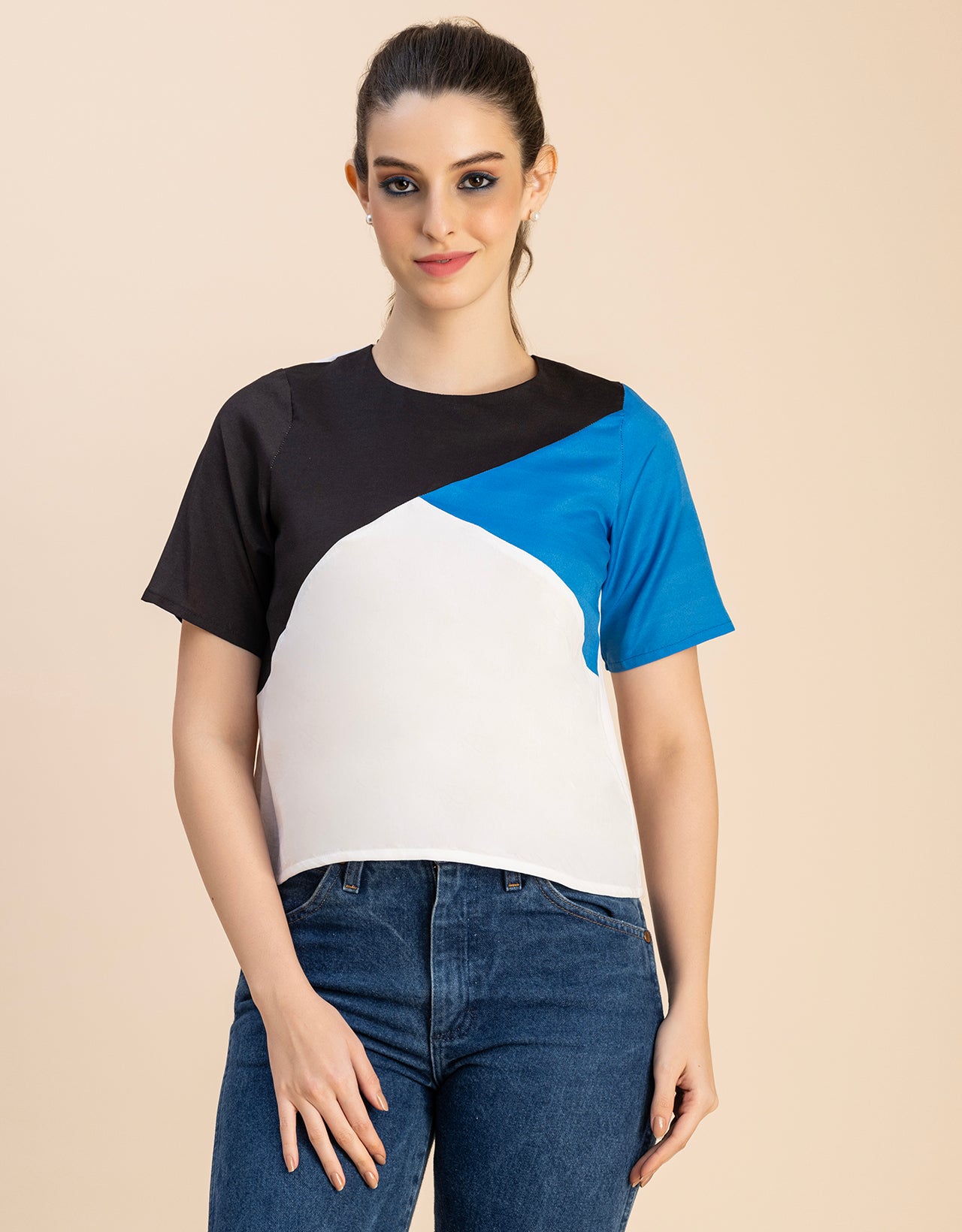Short Sleeve Round Neck Regular Fit Solid Top
