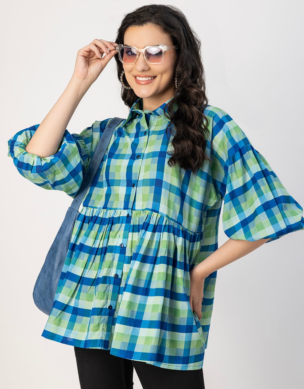 Printed Cotton Shirt Top -Relaxed Fit Top