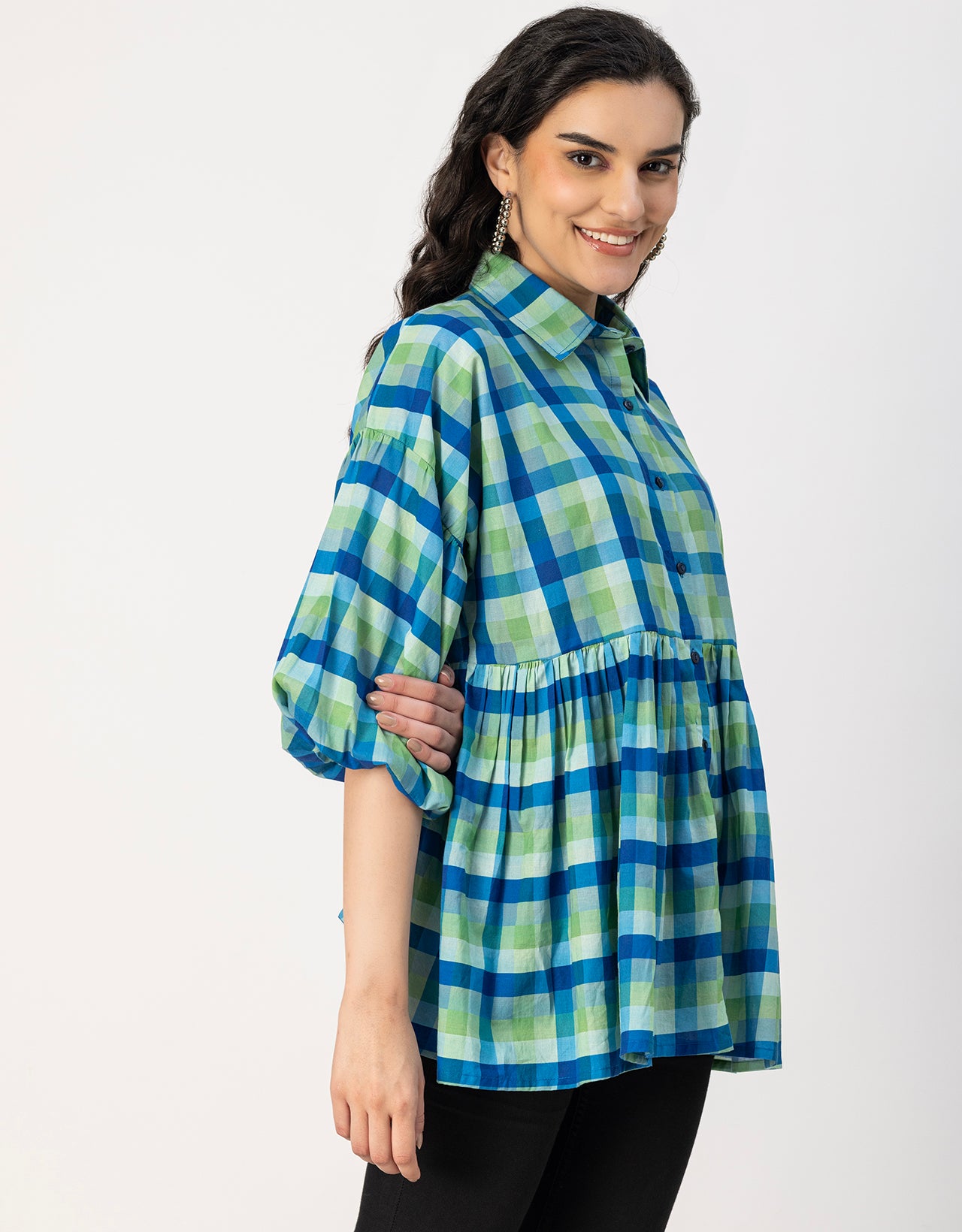 Printed Cotton Shirt Top -Relaxed Fit Top