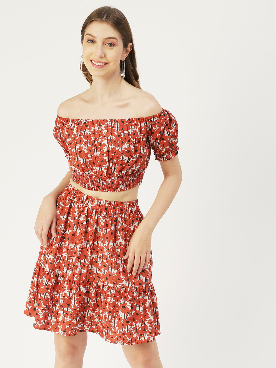 Summer 2 Pcs Set, Off-Shoulder Crop