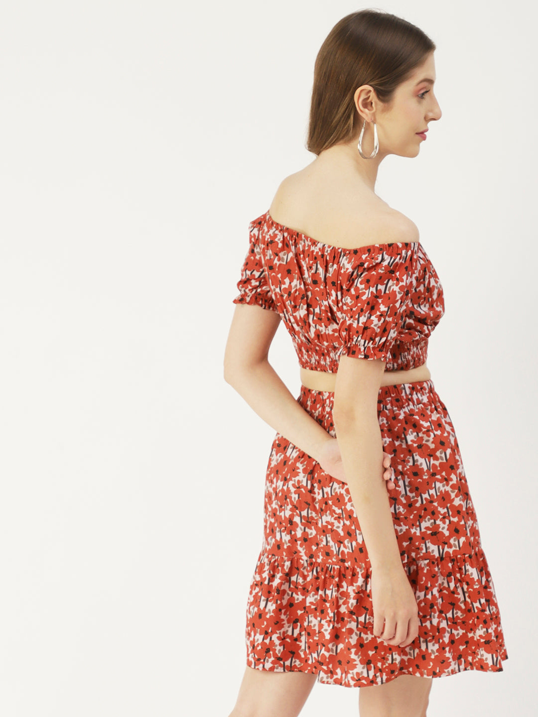 Summer 2 Pcs Set, Off-Shoulder Crop