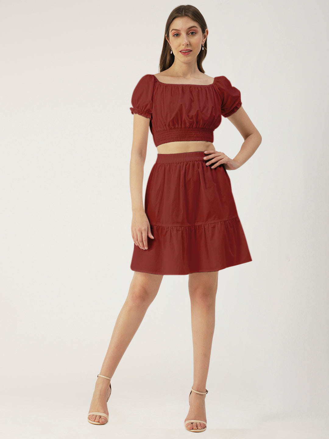 Summer 2 Pcs Set, Off-Shoulder Crop