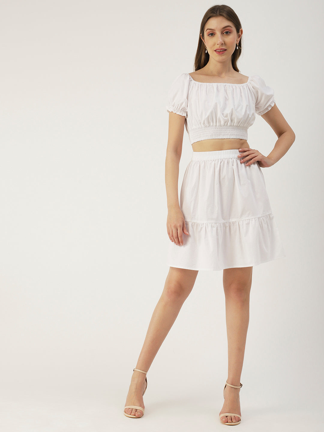 Summer 2 Pcs Set, Off-Shoulder Crop