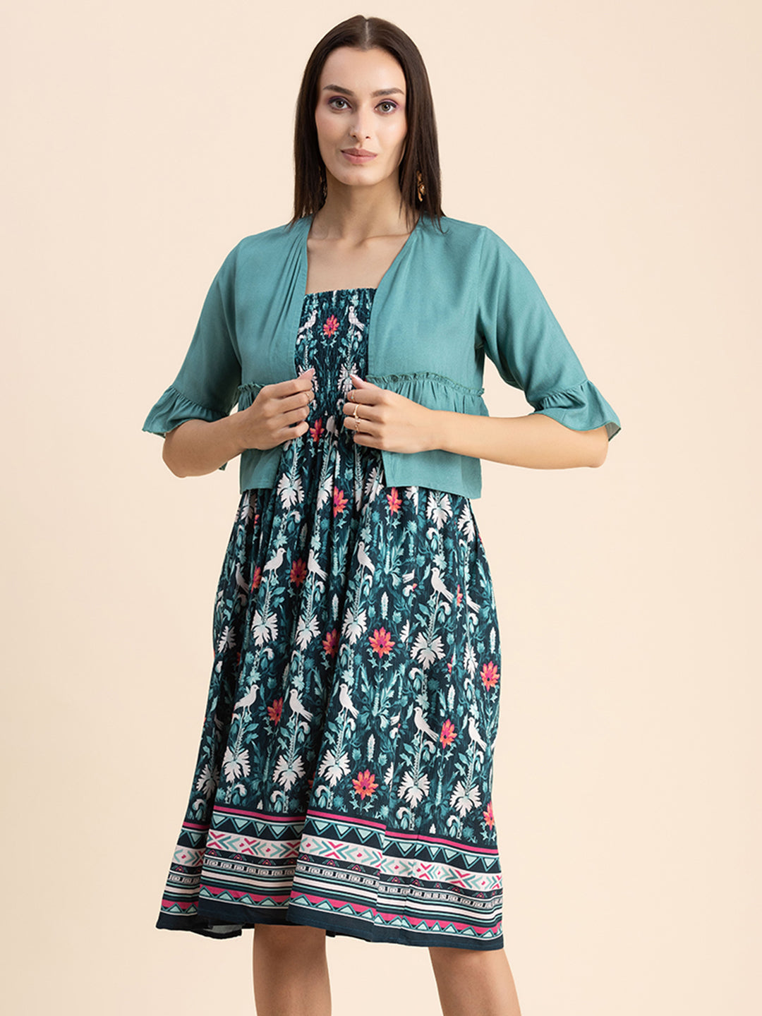 Viscose Rayon Co-Ord Set, Printed Dress