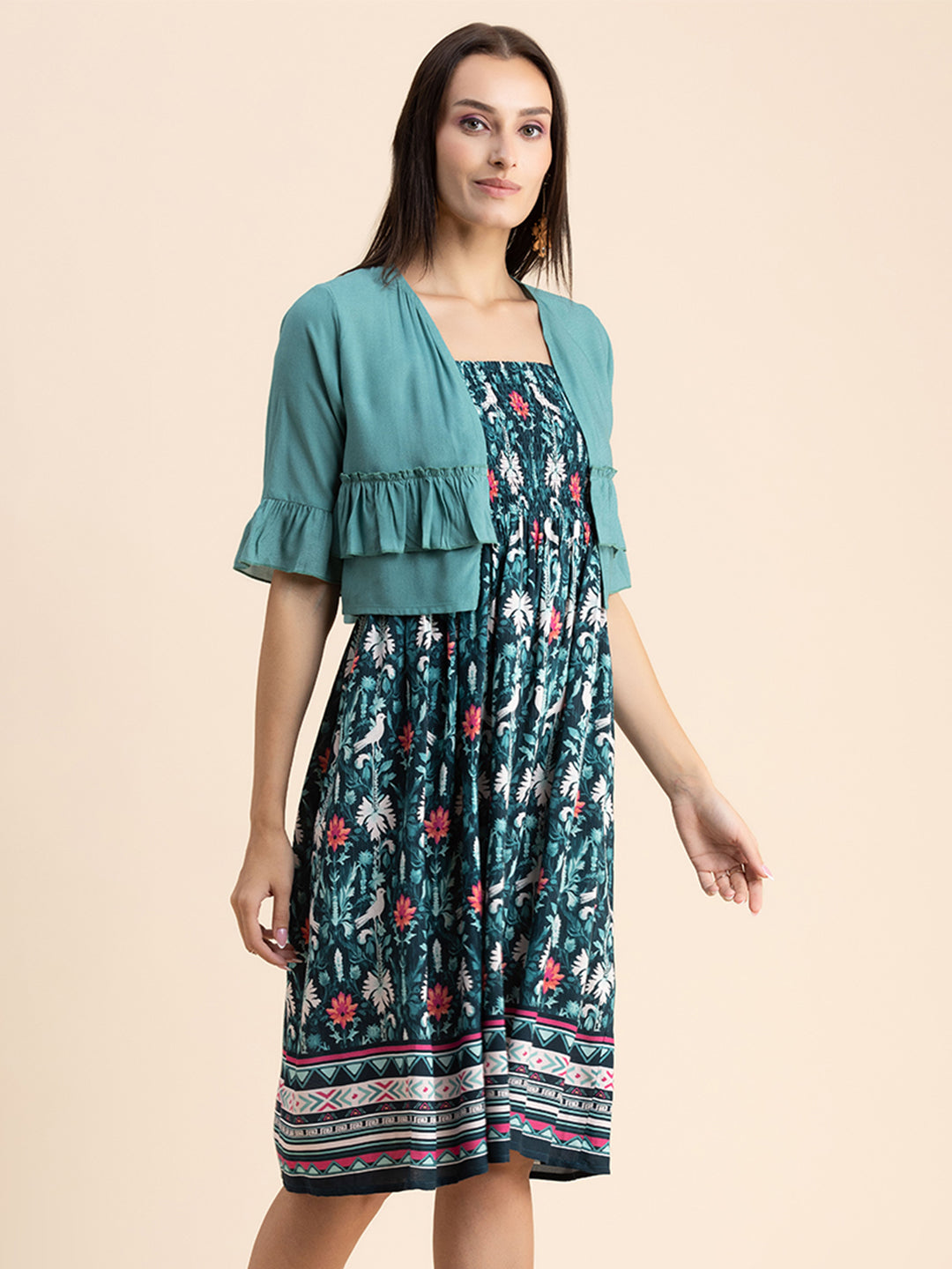 Viscose Rayon Co-Ord Set, Printed Dress