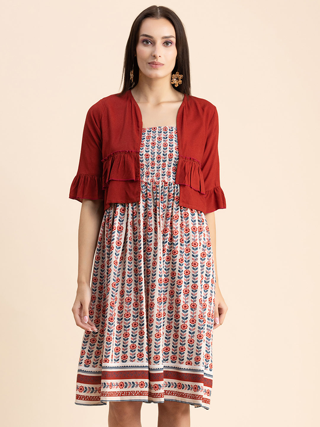 Viscose Rayon Co-Ord Set, Printed Dress