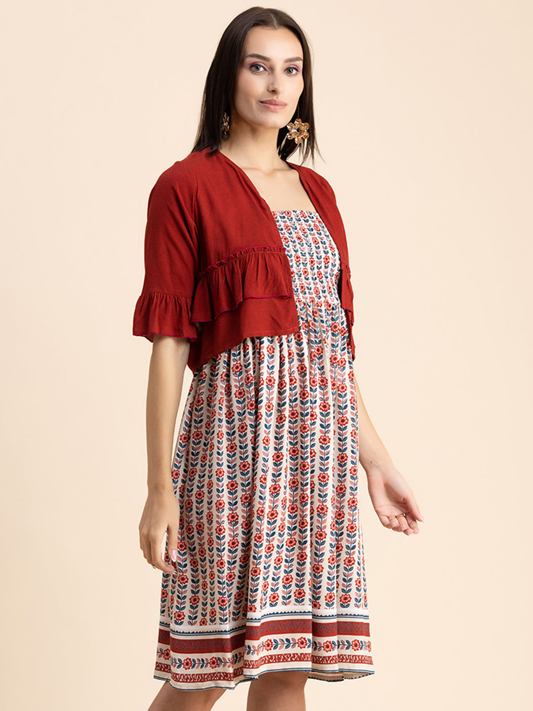 Viscose Rayon Co-Ord Set, Printed Dress