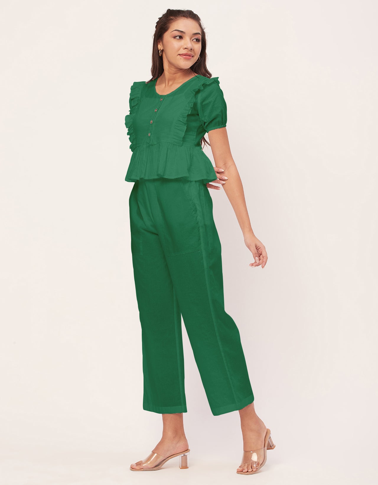 Solid Co-Ord Set, Cotton Top & Pajamas