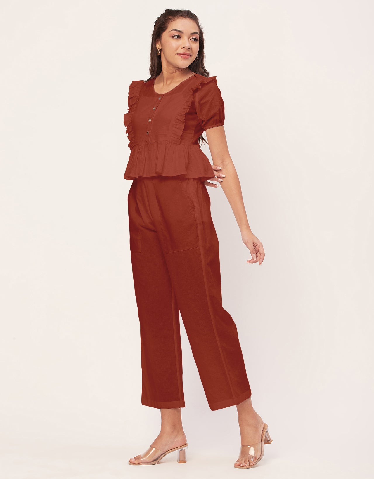 Solid Co-Ord Set, Cotton Top & Pajamas