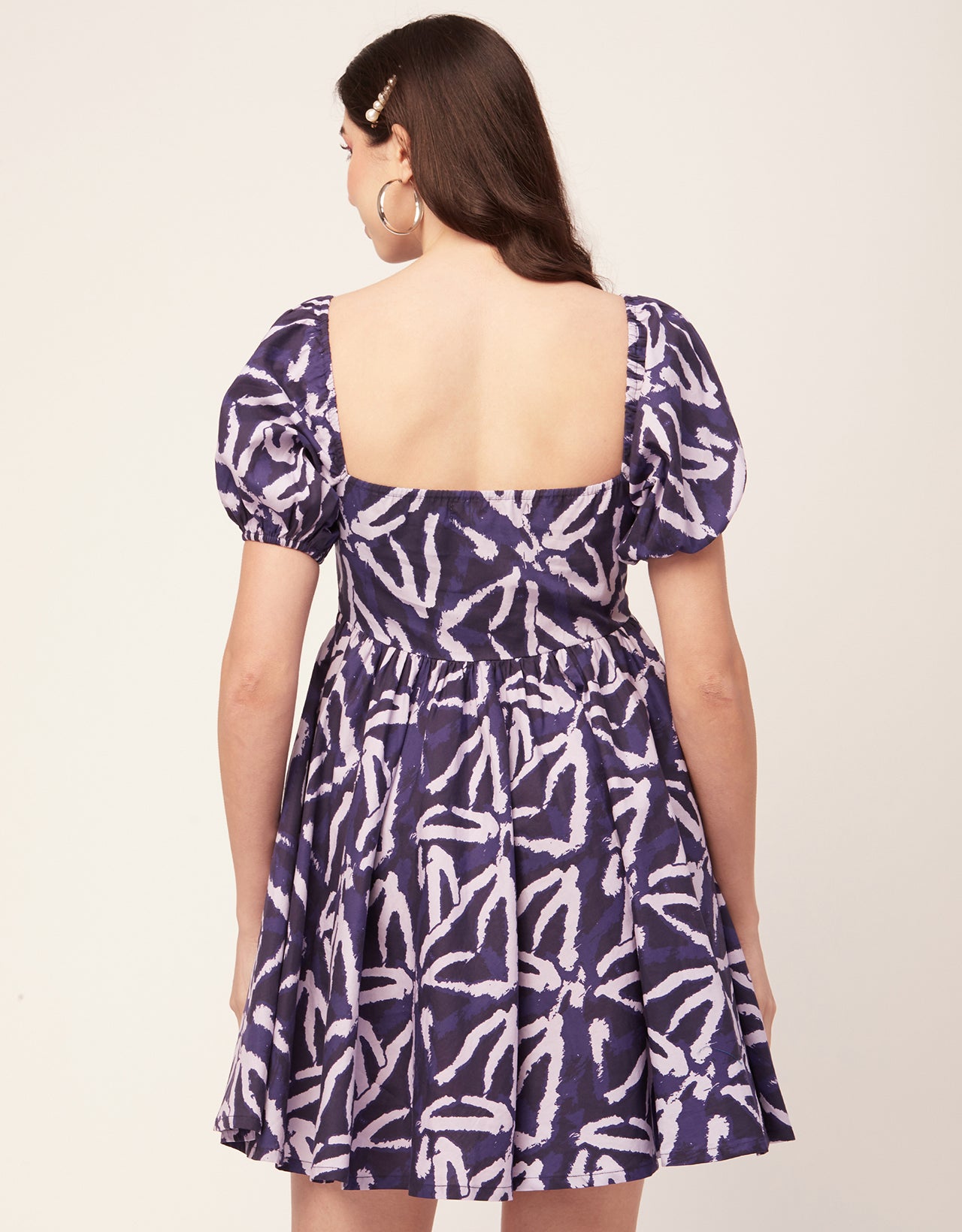 Printed Flared Mini Dress, Square