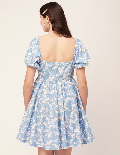 Printed Flared Mini Dress, Square