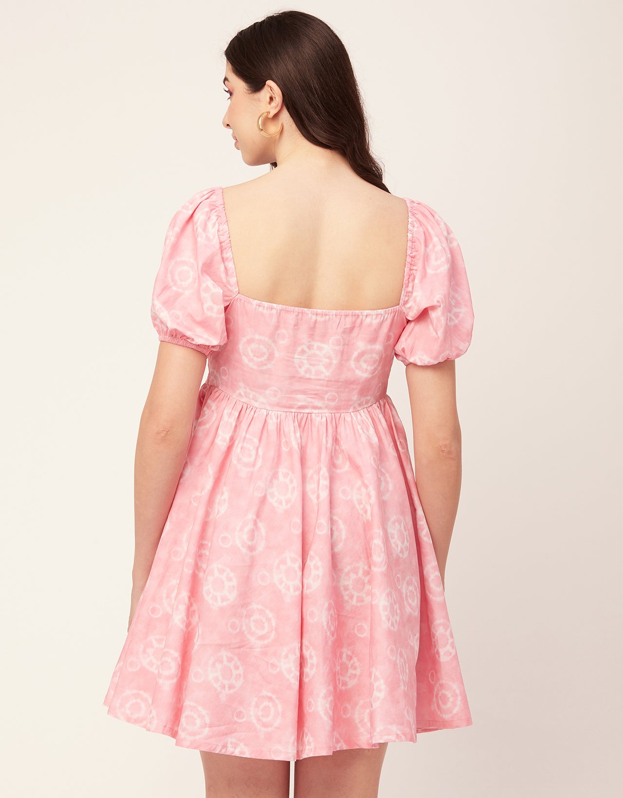 Printed Flared Mini Dress, Square